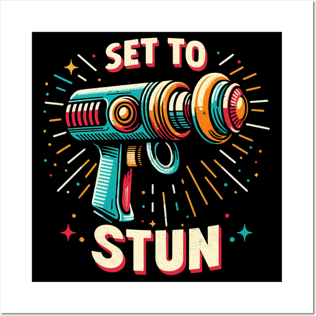 Set to Stun - Retro Vintage Sci Fi Ray Gun Wall Art by QuirkyInk
